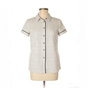 Chic by JACOB Black and White Checkered Short Sleeve Shirt Blouse